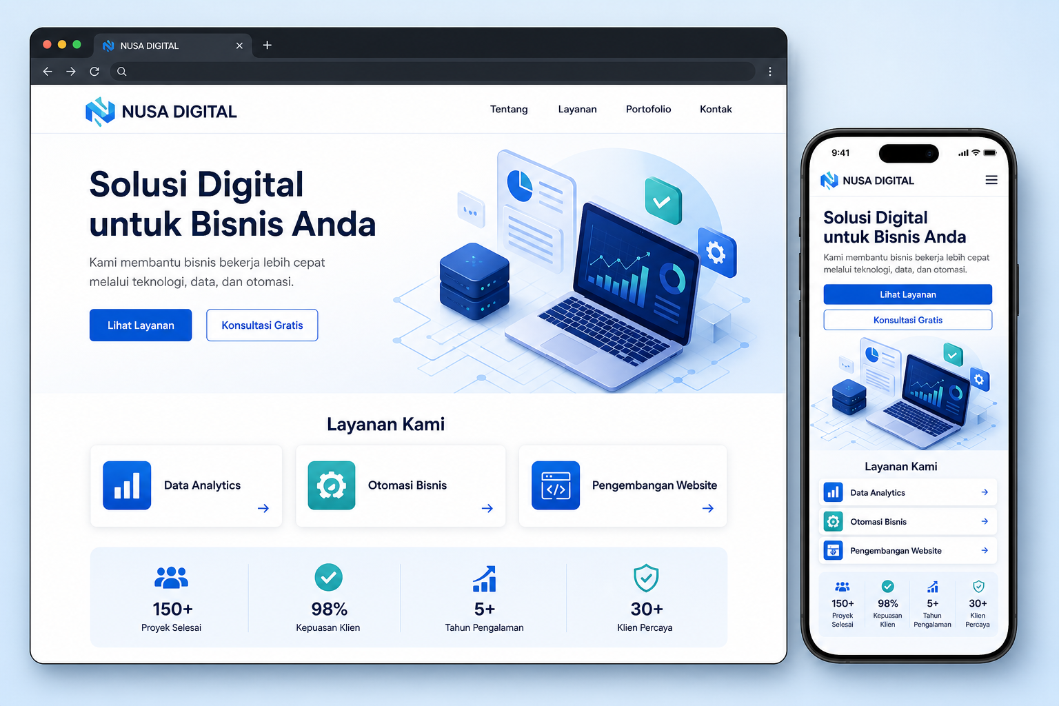 Tampilan proyek Website Company Profile